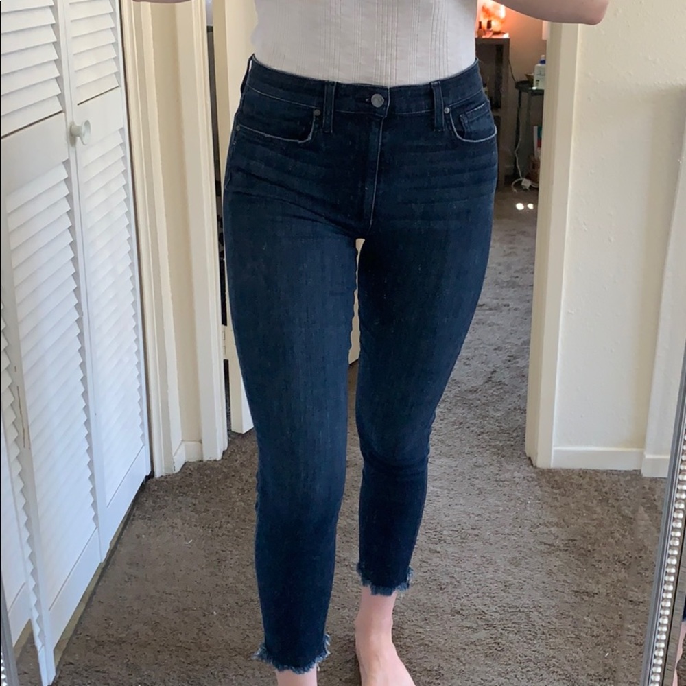 Joe’s Jeans. mid-rise skinny, frayed ankles